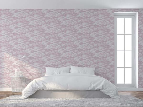 Tapet Barnrum M1-No.1530 Rosa Vit Moln Tapet