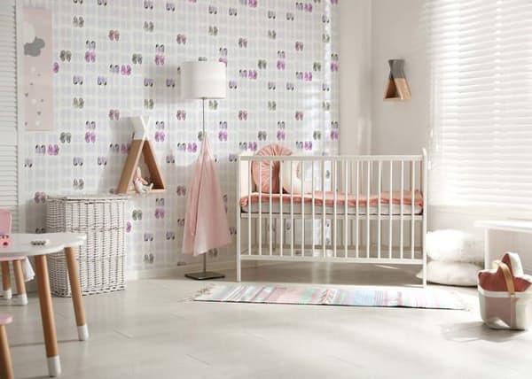 Tapet Barnrum M1-No.1564 Rosa Vit Chensure Barn