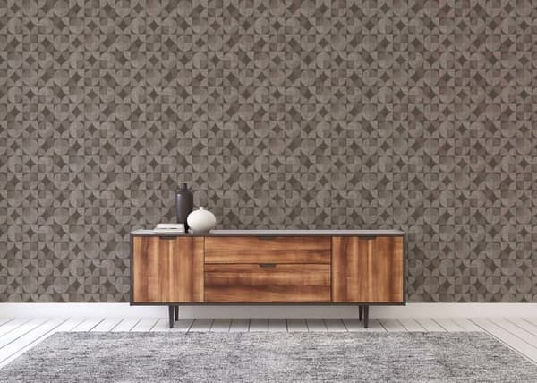 Vintage Tapet M1-No.1570 Grå Brun Geometrisk Struktur
