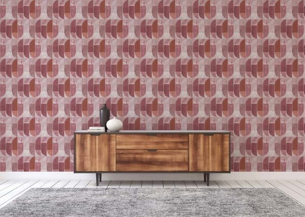 Grafisk Tapet Roberto M1-No.1468 Röd Rosa Geometrisk Skandinavisk