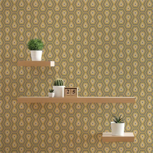 Retro Tapet M1-No.1541 Gul Grå Geometrisk Grafisk