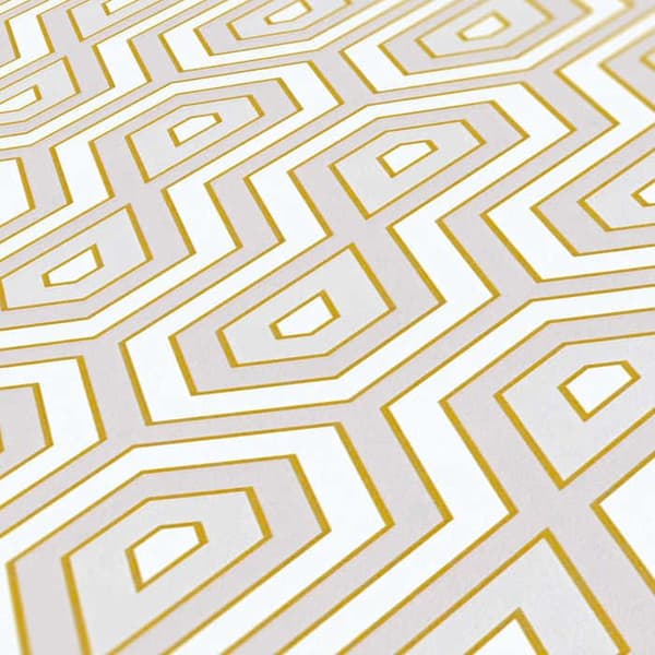 Retro Tapet M1-No.1538 Guld Vit Geometrisk Grafisk