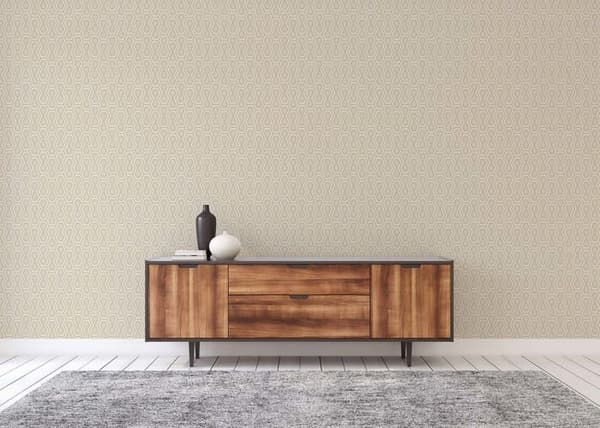 Retro Tapet M1-No.1538 Guld Vit Geometrisk Grafisk
