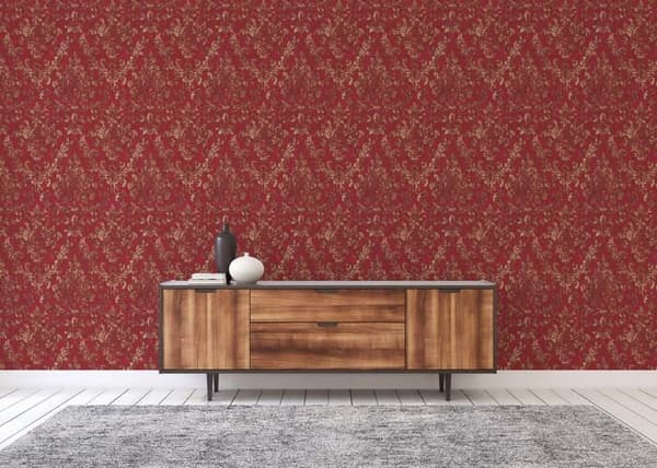 Barocktapet Giulia M1-No.391 | Fiberpapper | Röd | Guld | Prydnad