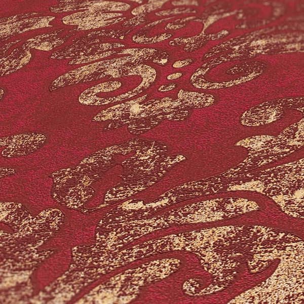 Barocktapet Giulia M1-No.391 Röd Guld Tapet med ornament.
