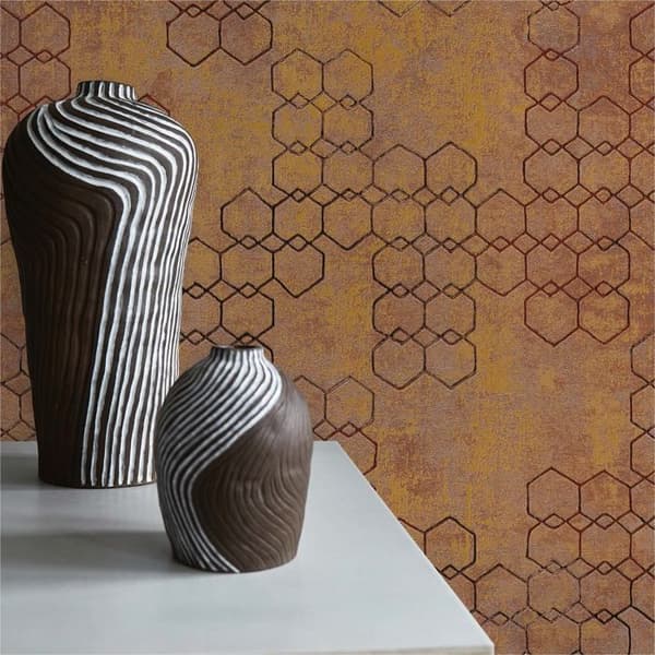 Grafiskt Tapet Carlo M1-No.421 Orange Guld Grafisk Design Tapet
