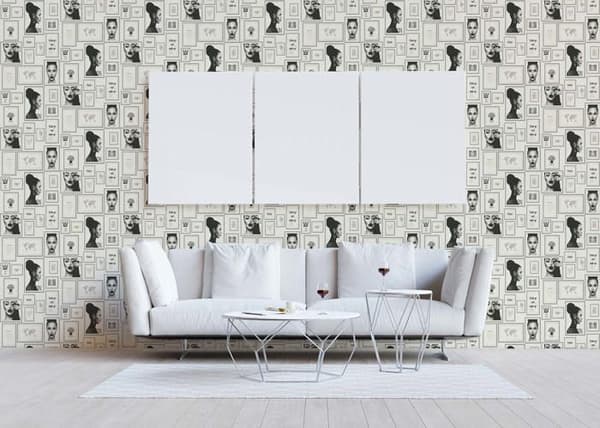 Grafiskt Tapet M1-No.1574 Non-woven Tapet Silver Svart Bilder