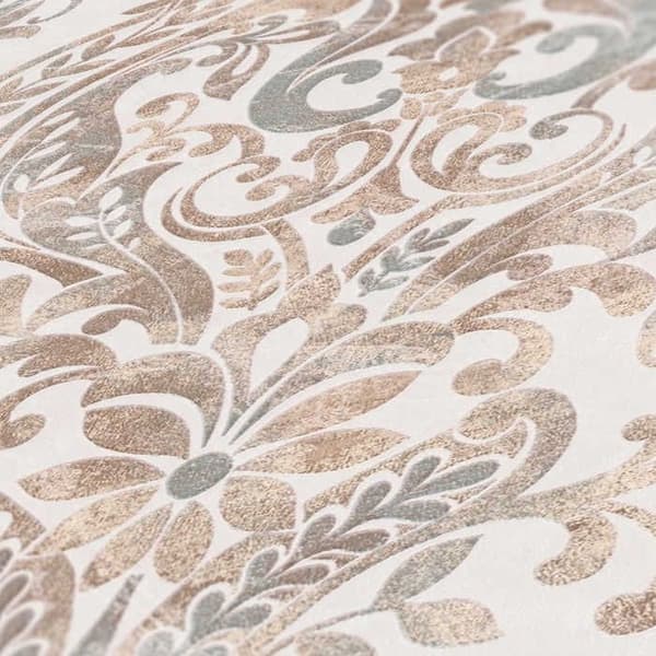 Papier Mönster Baroque Gioele M1-No.513 Crème Beige Baroque med ornamenter