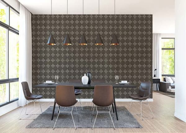 Papper Tapet Kakel Azzura M1-No.414 Grå Svart Geometrisk Tapet