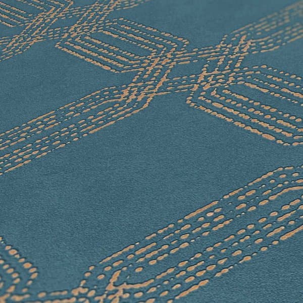 Grafiskt Tapet Carlo M1-No.445 Blå Guld Geometrisk Tapet
