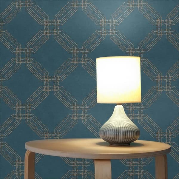Grafiskt Tapet Carlo M1-No.445 Blå Guld Geometrisk Tapet