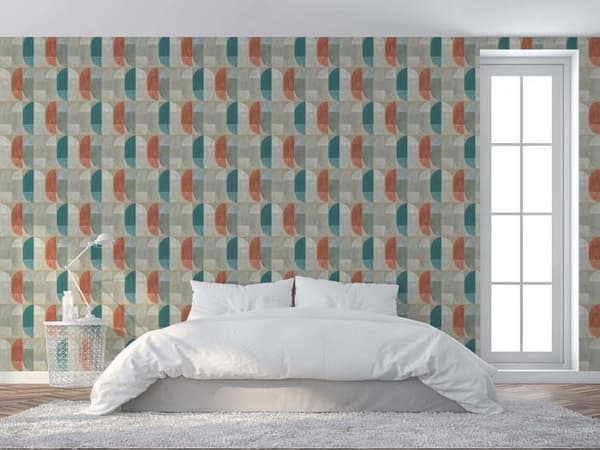 Grafiskt TAPET Tino M1-No.466 Beige Röd Geometrisk Retro TAPET
