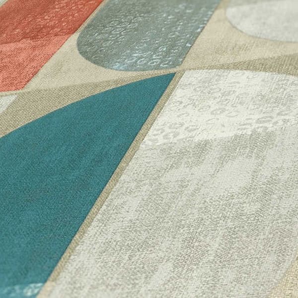 Grafiskt TAPET Tino M1-No.466 Beige Röd Geometrisk Retro TAPET