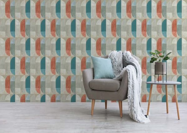 Grafiskt TAPET Tino M1-No.466 Beige Röd Geometrisk Retro TAPET