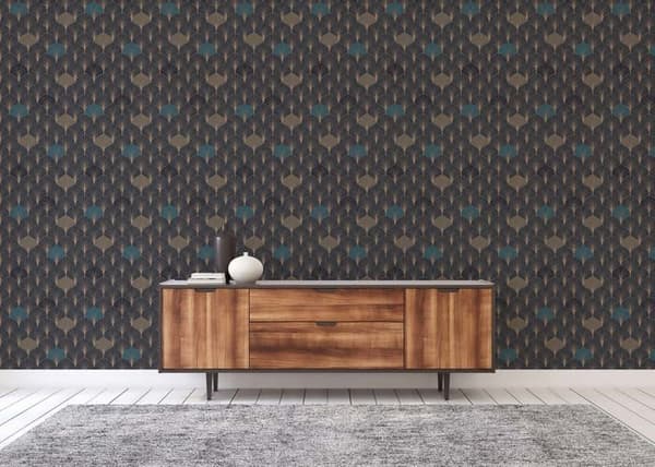 Grafiskt Tapet Roberto M1-No.458 Guld Svart Retro Vintage
