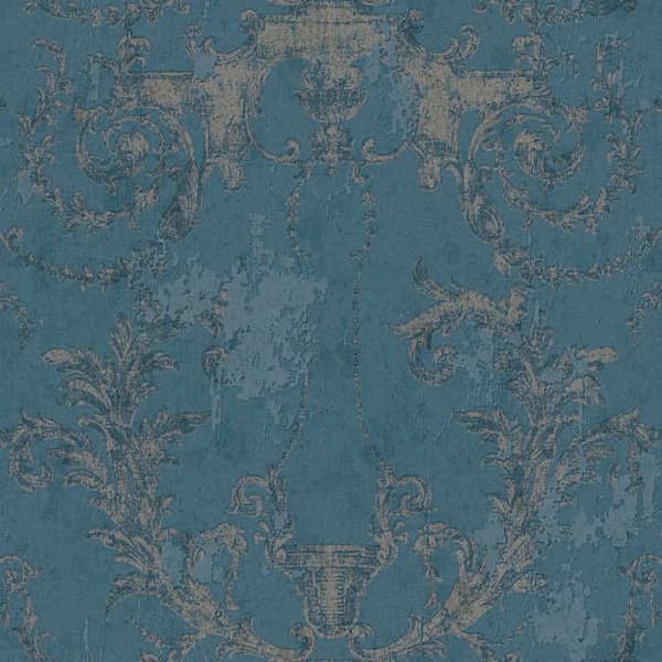Barocktapet Giulia M1-No.492 Blå Silver Barock med ornamenter
