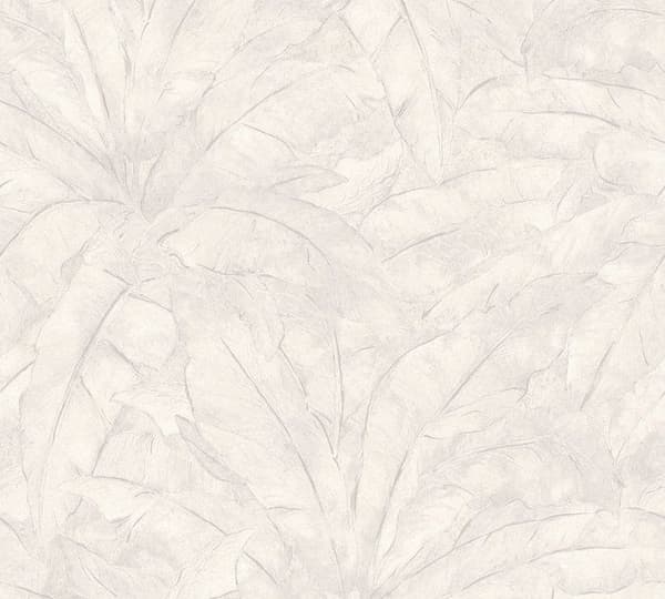 Papper Tapet Löv Ginevra M1-No.1590 Grå Silver Palmträd