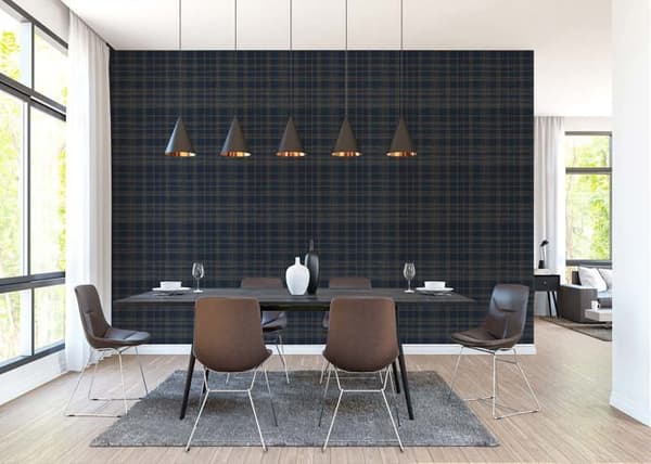 Grafiskt Tapet Tino M1-No.1614 Blå Guld Geometrisk Struktur