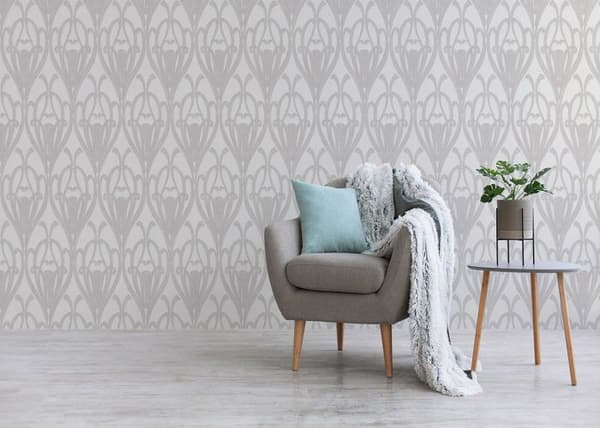 Barocktapet Alessia M1-No.3344 Non-woven tapet Grå Vit Barock