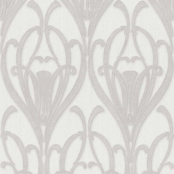 Barocktapet Alessia M1-No.3344 Non-woven tapet Grå Vit Barock
