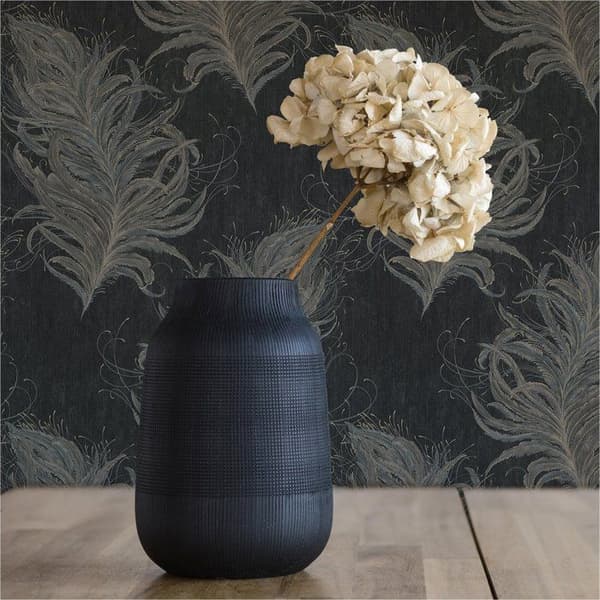 Papper Tapet Boho Chic M1-No.3327 Svart Etnisk Tapet Fjädrar