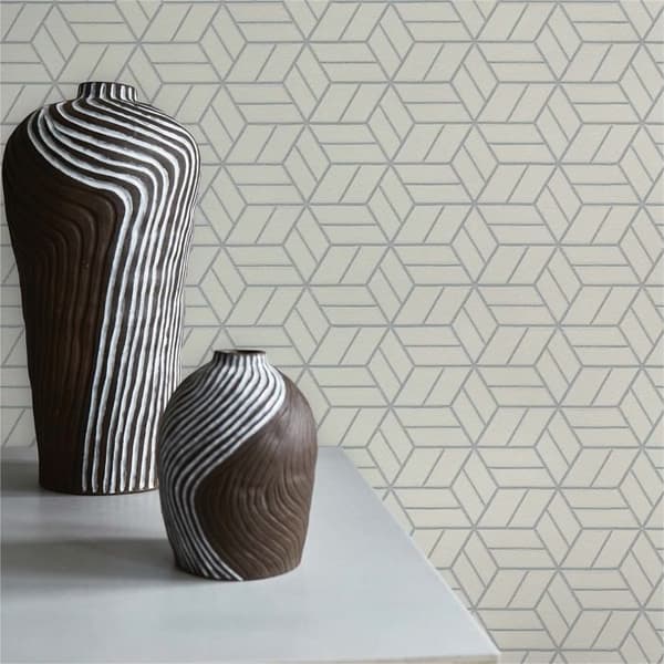 Grafisk Tapet M1-No.1581 Non-woven Tapet Silver Grå Geometrisk