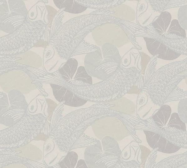 Papper Tapet Djur Guiseppina M1-No.1596 Silver Vit Fisk