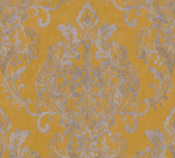 Barocktapet Giulia M1-No.1645 Gul Grå Klassiska Ornament