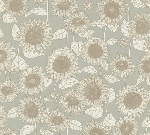 Tapet Blommor M1-No.1648 Beige Grå Natur Solros