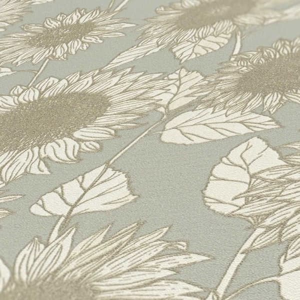 Tapet Blommor M1-No.1648 Beige Grå Natur Solros