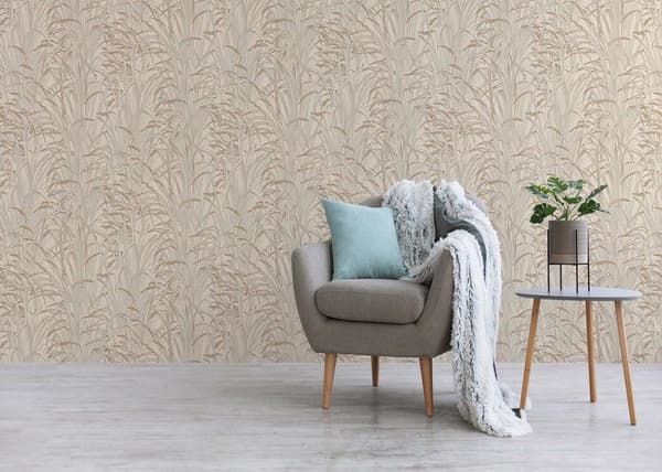 Tapetblad Ginevra M1-No.1724 Metalliserad Beige Palmträd