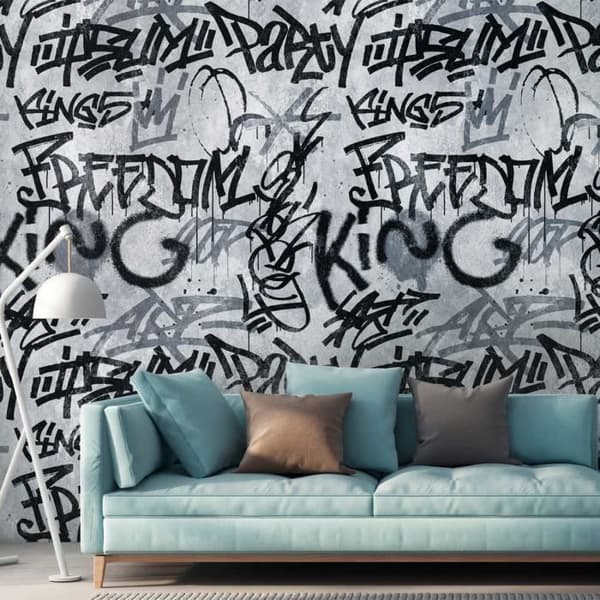 Urban Graffiti Fototapet M1-No.10242 - Tadessi - Digitaltryck - Grå - Svart - Betong - Industriell - Loft