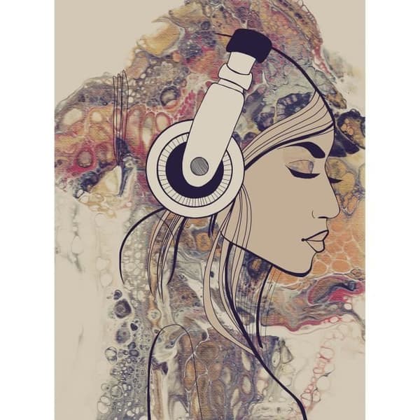 Tapet M1-No.61078 digitaltryck beige gul flicka musik
