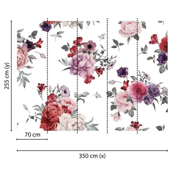 Fototapet Blommor M1-No.60410 - Tadessi - Digitaltryck - Rosa - Vit - Rosor
