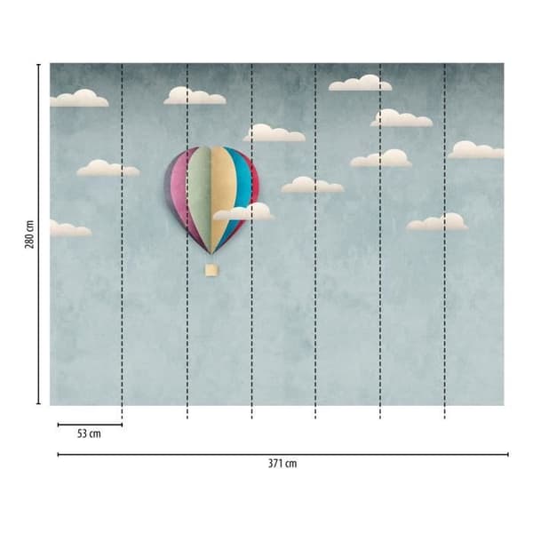 Sky Photo Wallpaper M1-No.10320 - Tadessi - Digitaltryck - Blått - Modernt - Barnrum - Moln - Ballong