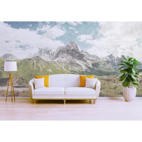 Mountain Photo Wallpaper M1-No.60791 - Tadessi - Digitaltryck - Grön - Vit - Landskap