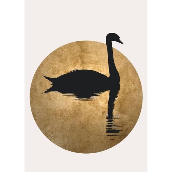 Tapet fåglar M1-No.61043 digitaltryck guld svart djur sjö