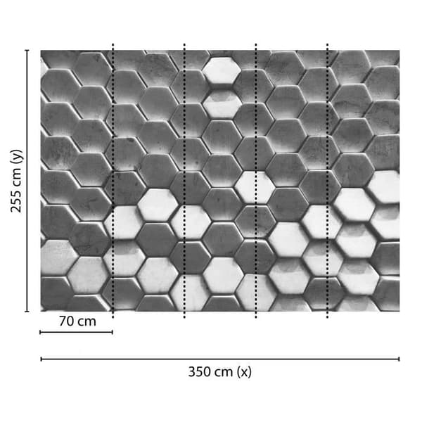 3D Fototapet M1-No.60433 - Tadessi - Digitaltryck - Grå - Vit - Hexagon