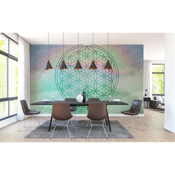 Oriental tapet M1-No.60125 Digital tryck Grön Lila Mandala
