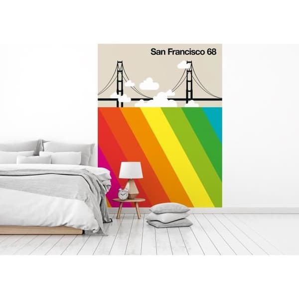 Fototapet Skyline M1-No.61100 - Tadessi - Digitaltryck - Färgglatt - Beige - San Francisco - Retro