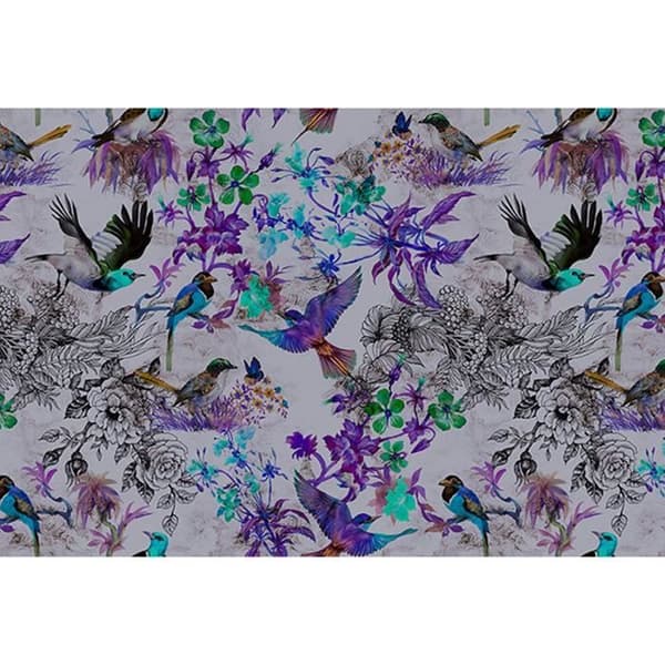 Fototapet Blommor M1-No.60590 - Tadessi - Digitaltryck - Blå - Grå - Fåglar
