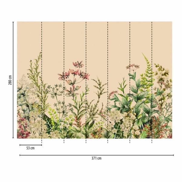 Jungle Photo Wallpaper M1-No.10301 - Tadessi - Digitaltryck - Beige - Grön - Blommor - Botanisk - Blad