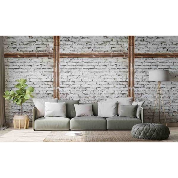 Fototapet imiterad sten M1-No.10255 - Tadessi - Digitaltryck - Vit - Grå - Vintage - Industriell - Loft