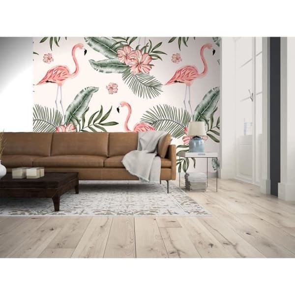 Jungle Photo Wallpaper M1-No.60500 - Tadessi - Digitaltryck - Vit - Rosa - Flamingo - Fåglar