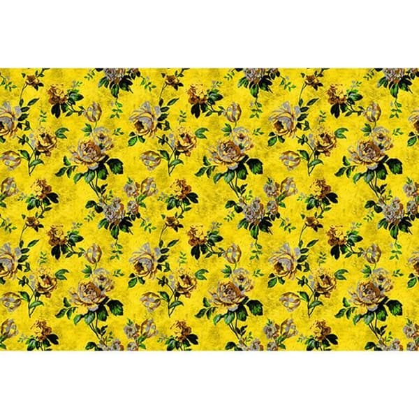 Tapet blommor M1-No.60990 Digitaltryck Gul Grön Rosor