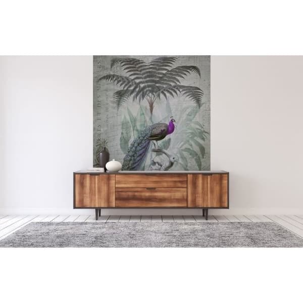 Tapet Fåglar M1-No.60998 Digitaltryck Grå Grön Palmträd Dungel