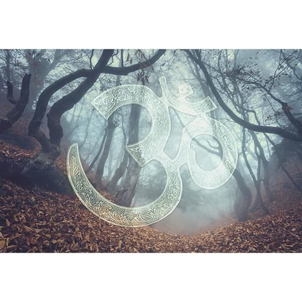 Tapet Skog M1-No.60294 Digitalt tryck Blå Grön Symboler