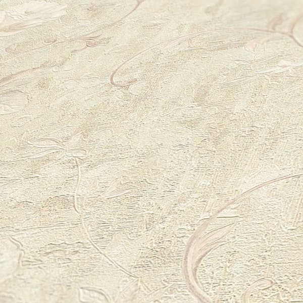 M1-No.2929 Non-woven tapet Grå Kräm Vintage Blommig Klassisk