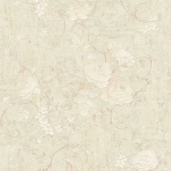 M1-No.2929 Non-woven tapet Grå Kräm Vintage Blommig Klassisk