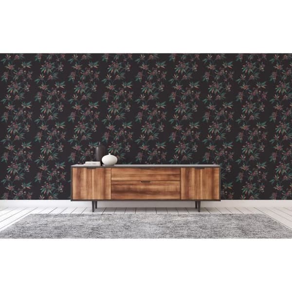Mario flower tapet M1-No.3115 | Non-woven tapet | Svart | Grön | Blommig | Natur